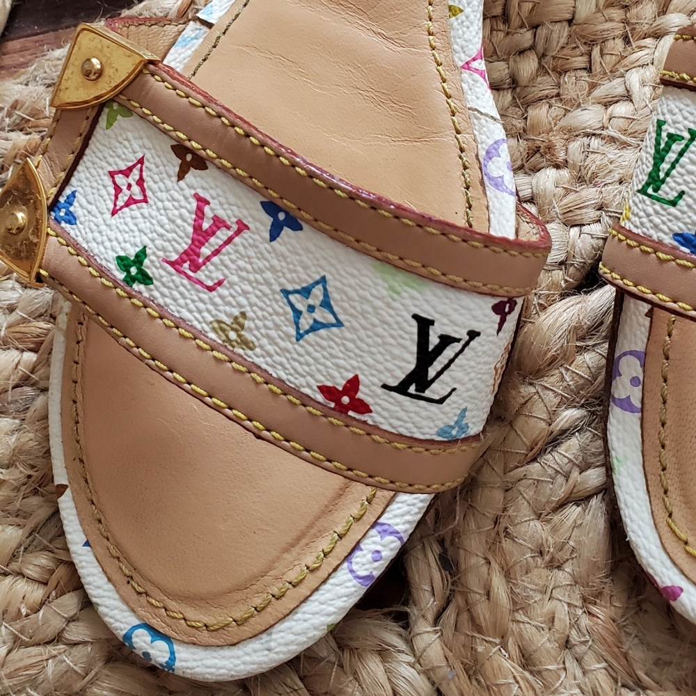 Louis Vuitton white monogram multicolored heels